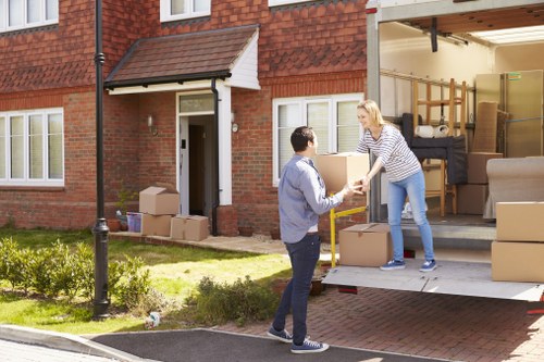 Moving van with reusable household items sorted for recycling in Uxbridge