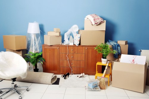 Variety of cardboard boxes and packing materials