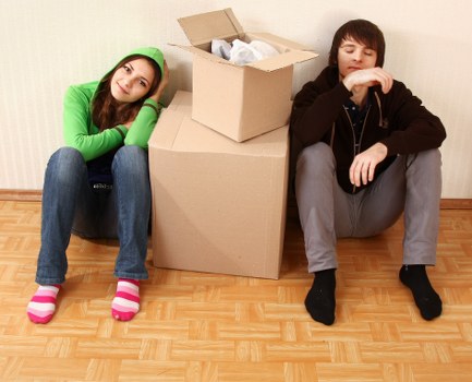 Student moving items prepared for removals in Uxbridge