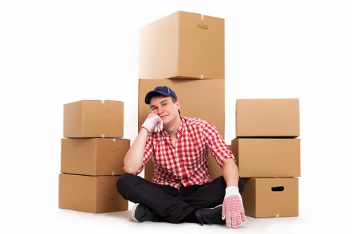 Packing materials and labelled boxes used for removal services in Uxbridge